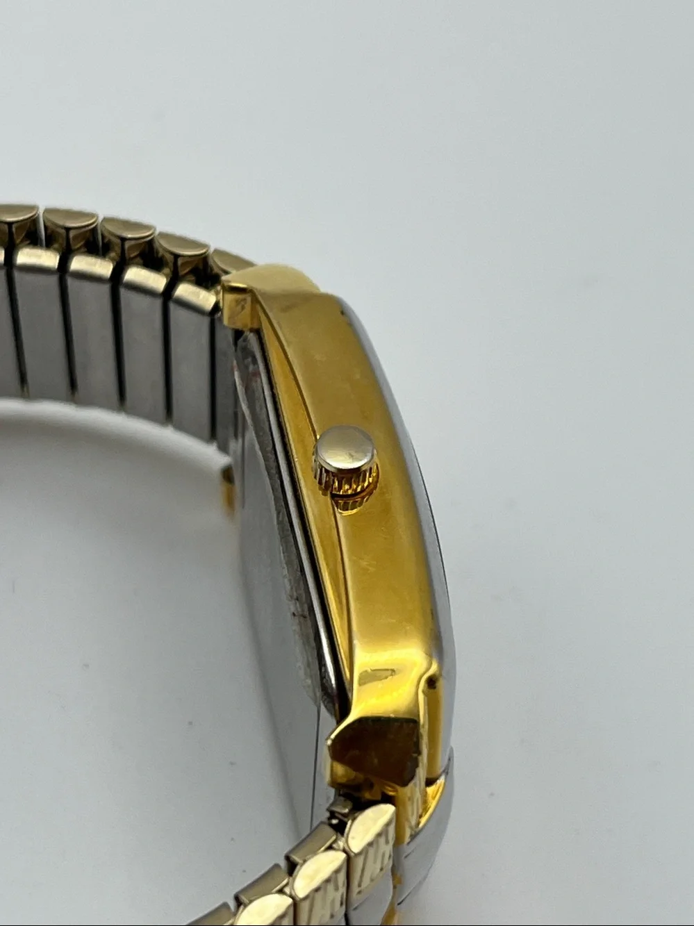 Gold & Silver Two-Tone Men's Analog Watch with Black Dial
